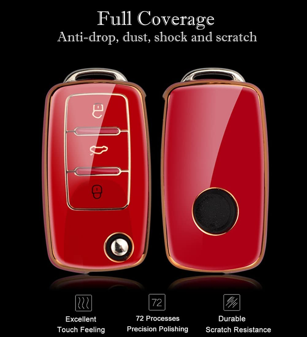 Cacacar for VW Key Fob Cover, Premium Soft TPU Full Protection Key Fob Case for VW Jetta Golf Polo MK6 Passat Tiguan Beetle image number 3