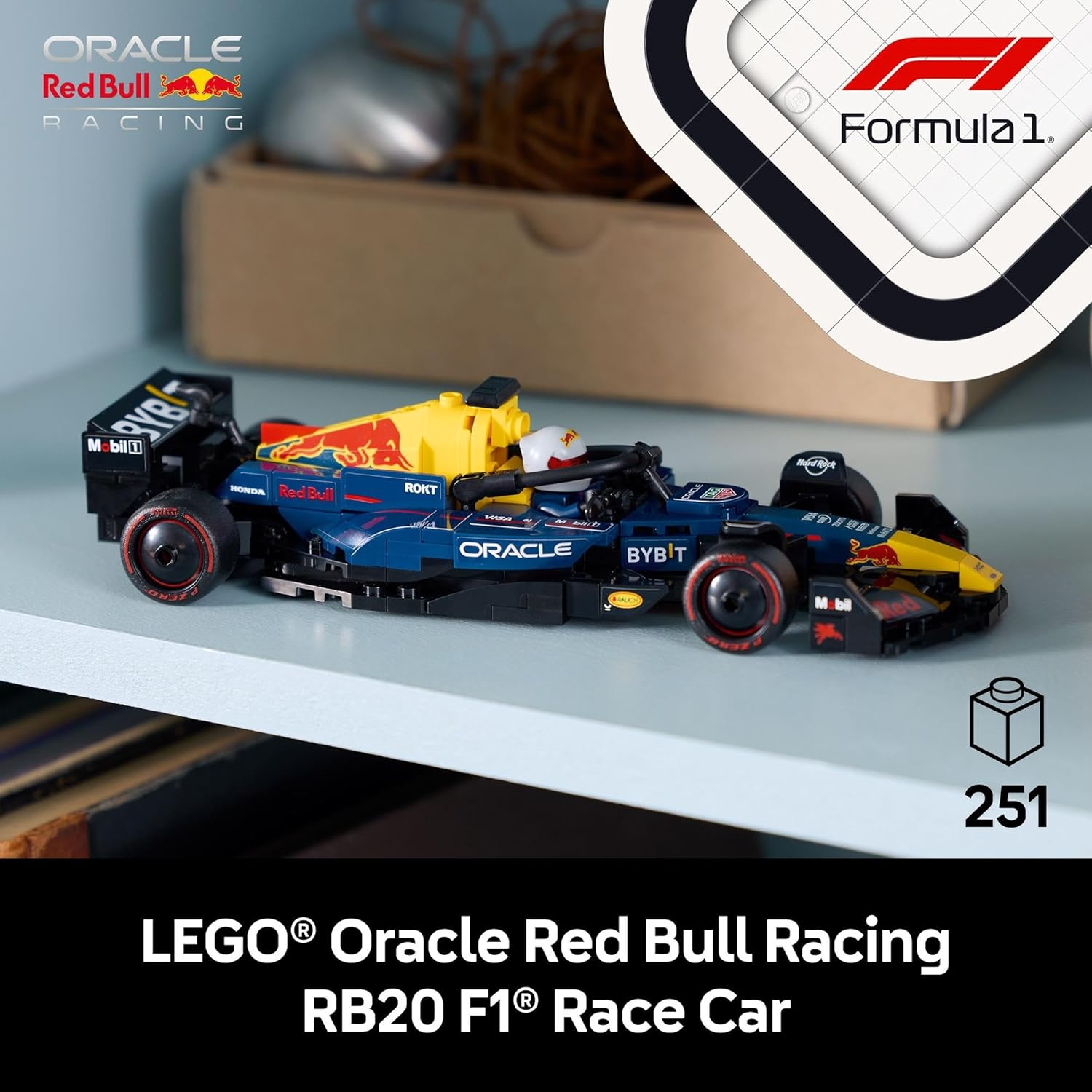 LEGO Speed Champions Oracle Red Bull Racing RB20 F1 Race Car Model Kit for Adults, Building Set with Collectible Formula 1 Driver Minifigure, Home or Office Decor for Motorsport Racing Fans 77243 image number 1