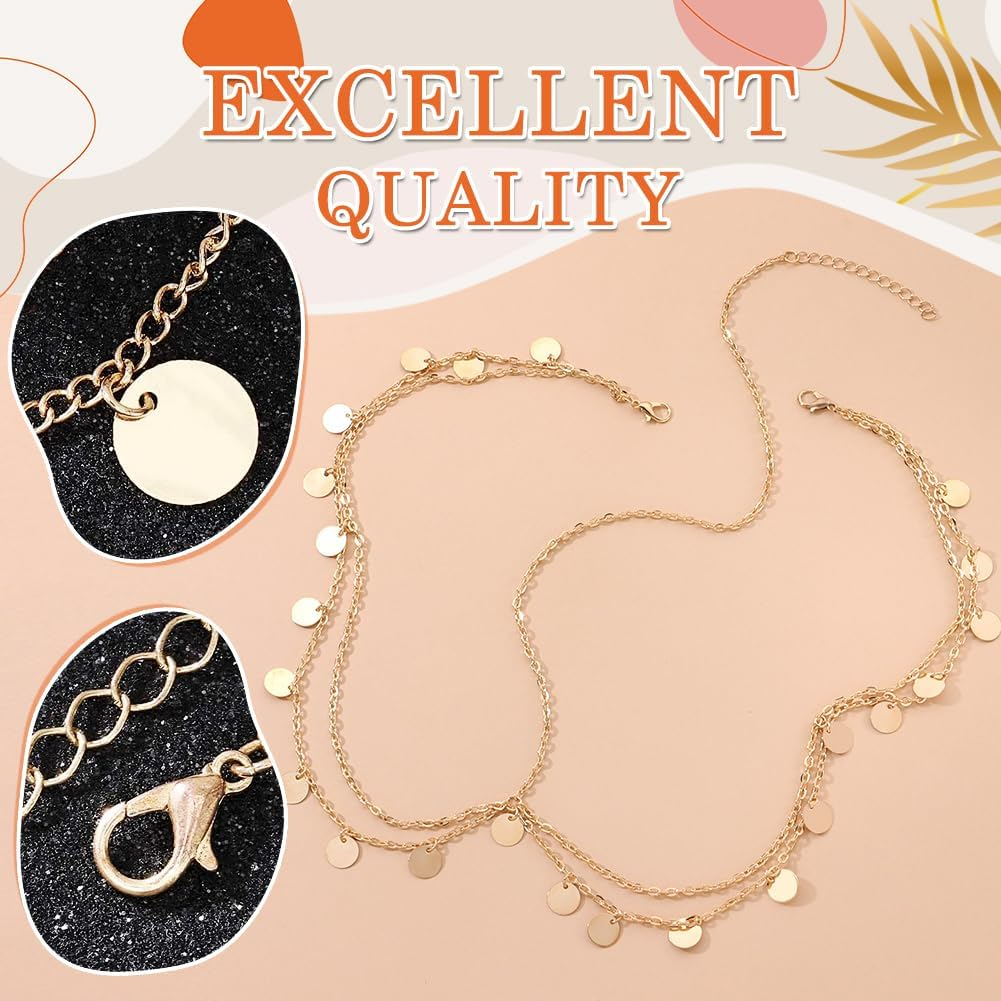 Women'S Gold Headband, FUKPO Boho Headchain, Gold Hippie Oriental Headpiece, Gold Sun, Golden Head Chain, Hair Chain, Wedding Bridal Hair Accessories, Sequins, Tassels, Headband, Festival, Women And image number 4