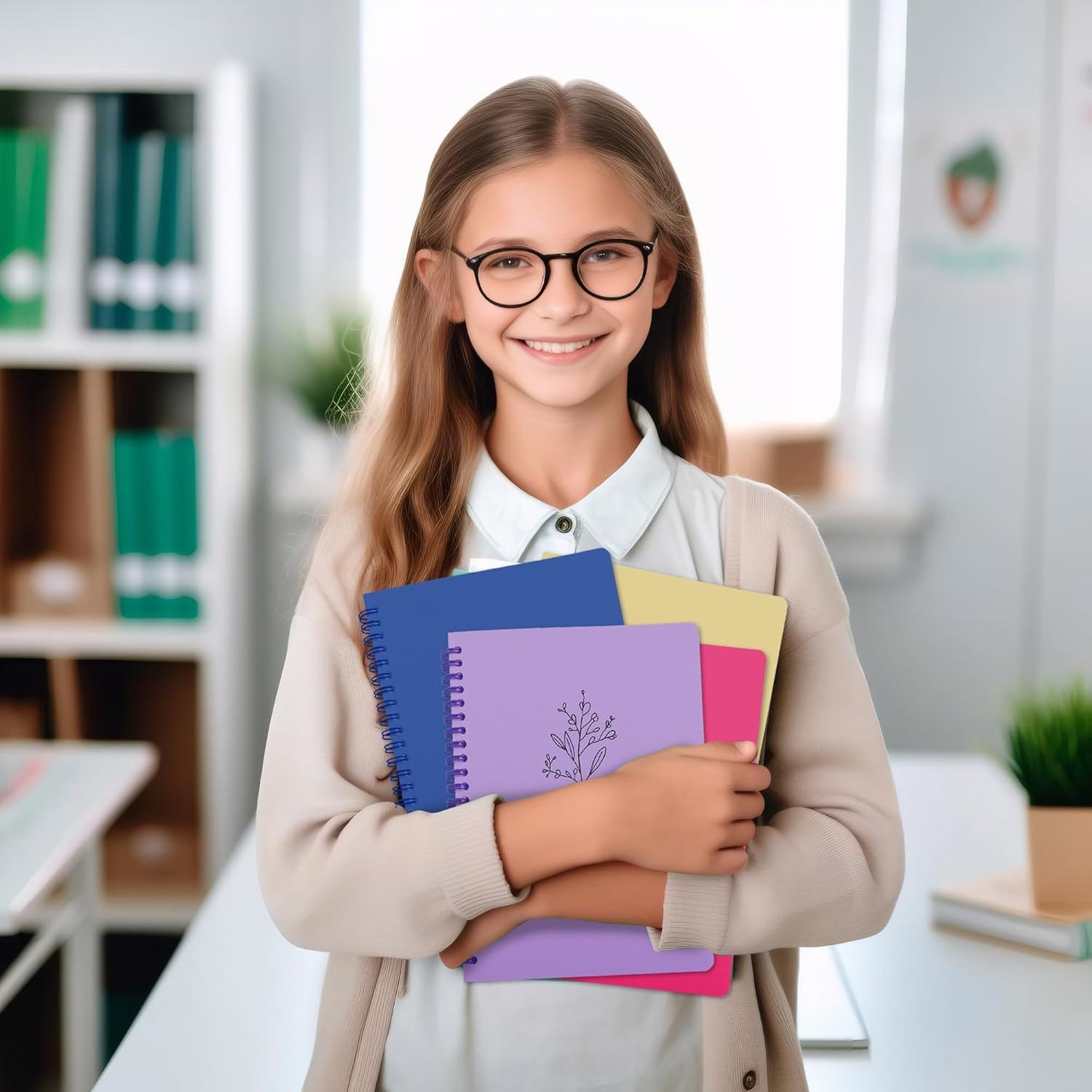 BIROYAL Spiral Notebook 4 Pack - A5 College Ruled Notebooks - Spiral Writing Journal for Study and Notes - 80 Sheets / 160 Pages Spiral Bound Notebook - Coil Notebooks for Work, School