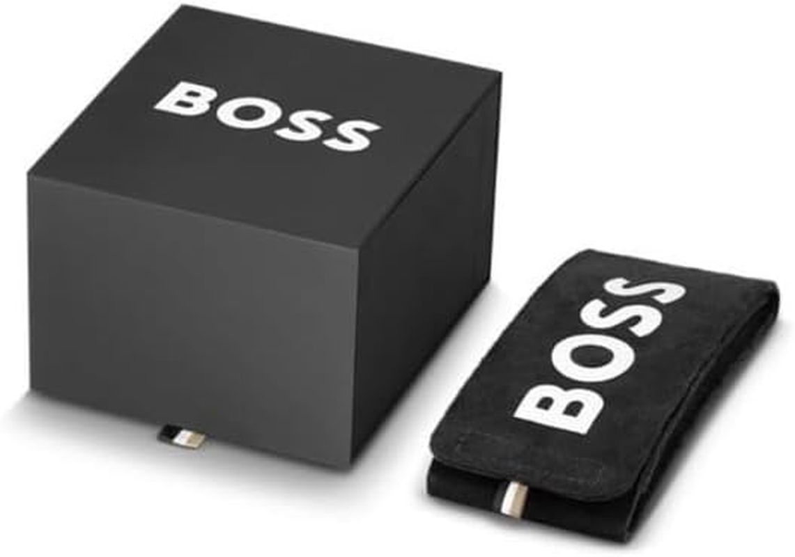 Hugo Boss Men'S Champion Brown Leather Quartz Chronograph Watch, 1513879, White, 44 Mm image number 4