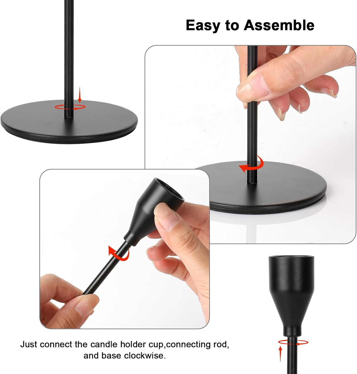 Matte Black Candle Holders Set of 3 for Taper Candles, Decorative Candlestick Holder for Wedding, Dinning, Party, Fits 3/4 Inch Thick Candle&Led Candles (Metal Candle Stand) - Pink Gold image number 7