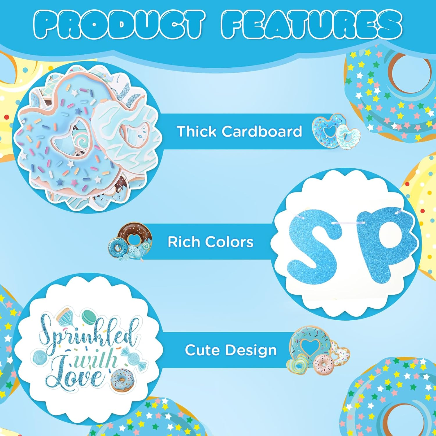 Sprinkle Baby Shower Decorations for Boy Sprinkled with Love Banner image number 2