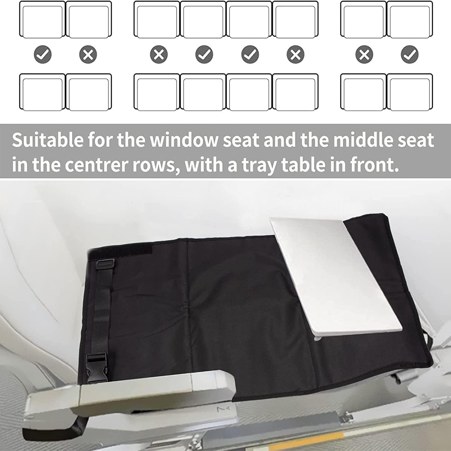 Portable Toddler Travel Bed - Airplane Seat Extender & Kids Flying Essentials, Comfortable In-Flight Hammock for Babies and Toddlers on Flights (Black) image number 1