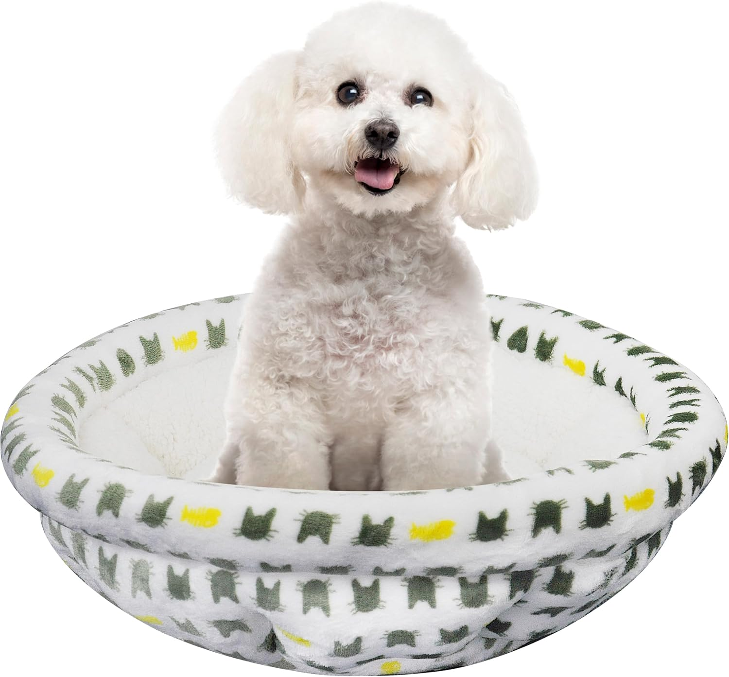 ROYPET Dont Cuddler Pet Nest, Small Dog Bed & Cat Bed, Anti-Anxiety Puppy Cuddler Bed, Cozy round Fluffy Plush Pet Bed, Comfortable and Safe Residence, for Small Cats & Dogs ﻿ (Beige, S)