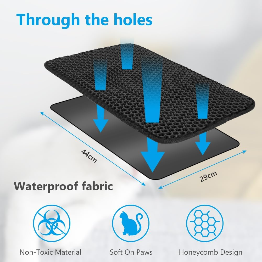 Adiwo Cat Litter Tray Mat, 30 X 45 Cm Cat Mat, Honeycomb Double Layer Design, Cat Litter Tray Mat, Cat Litter Tray Mat, Cat Litter Tray Mat, Cat Pretty Kitty image number 2