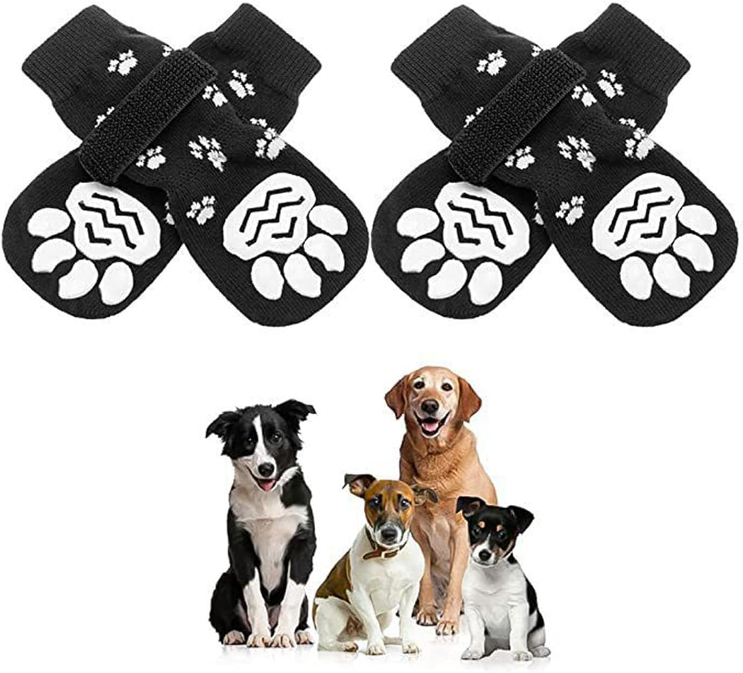 Dog Socks Non-Slip 2 Pairs for Medium Large Dogs, Non-Slip Dog Shoes for Hardwood Floors, against Paw Licking and Slipping, with Velcro Fastening, Paw Protection for Dogs, L image number 4