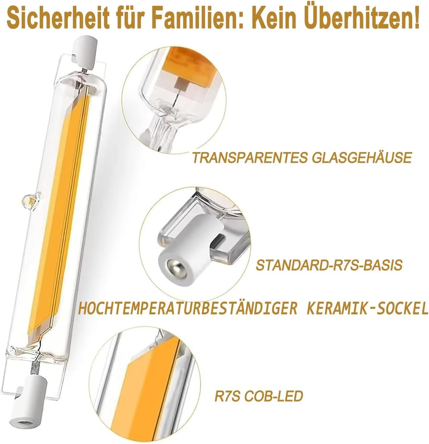 FDHVCB R7S LED 118Mm 20W Dimmable - Direct Replacement for 200W Halogen Rod J118, Neutral White 4500K 2000LM Flicker Free - Saves 90% Energy 360&deg; Light (Pack of 2) image number 4