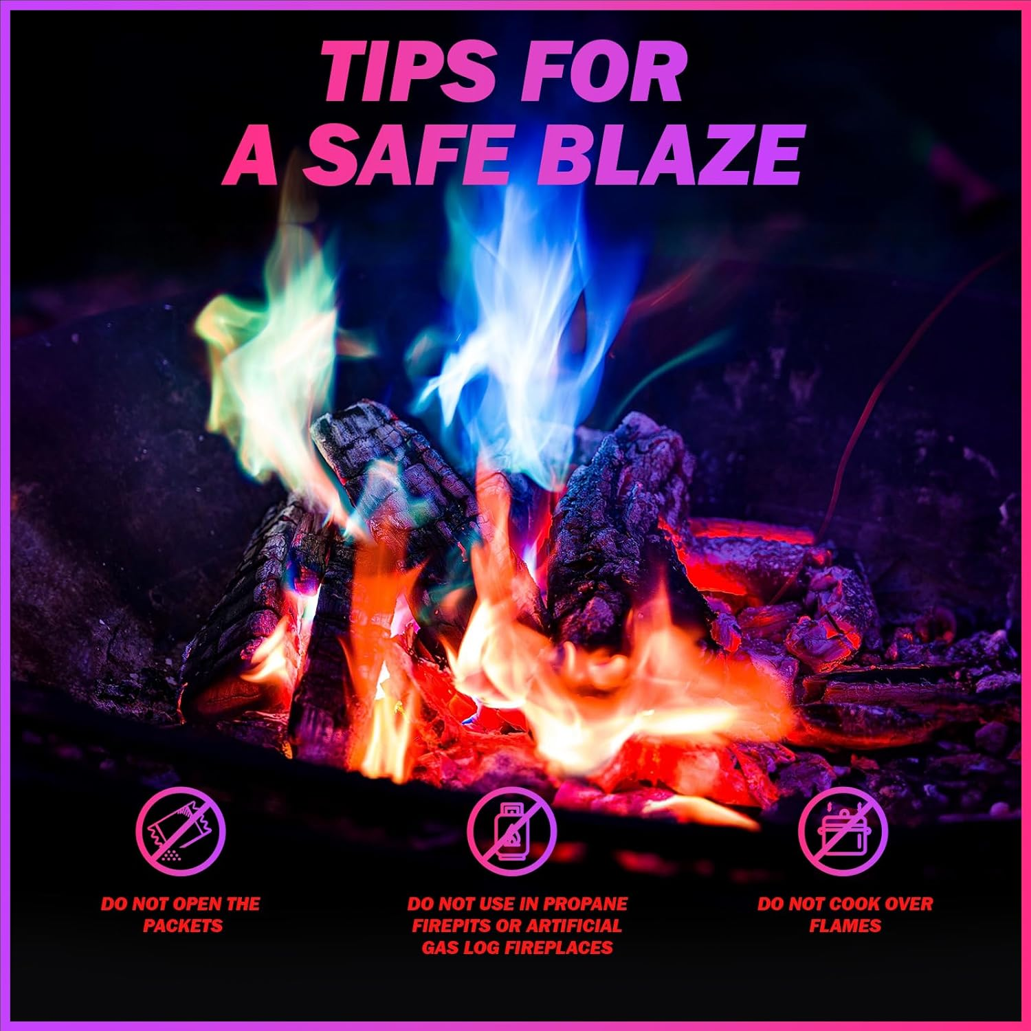 12 Pack Colorful Flames Color Fire Packets Fire Pit for Campfire,Fire Color Packets Camping Accessories for Kids & Adults,Outdoor Fire Changing Cosmic Flame Powder. (12 Packets) image number 5