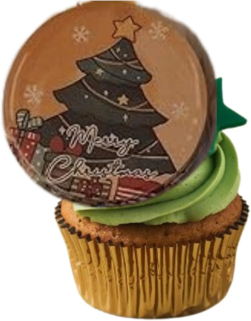 Merry Christmas UV Printed Acrylic Cupcake Toppers - Christmas Bauble Edition by 3 LITTLE DESSERTS - Pack of 6