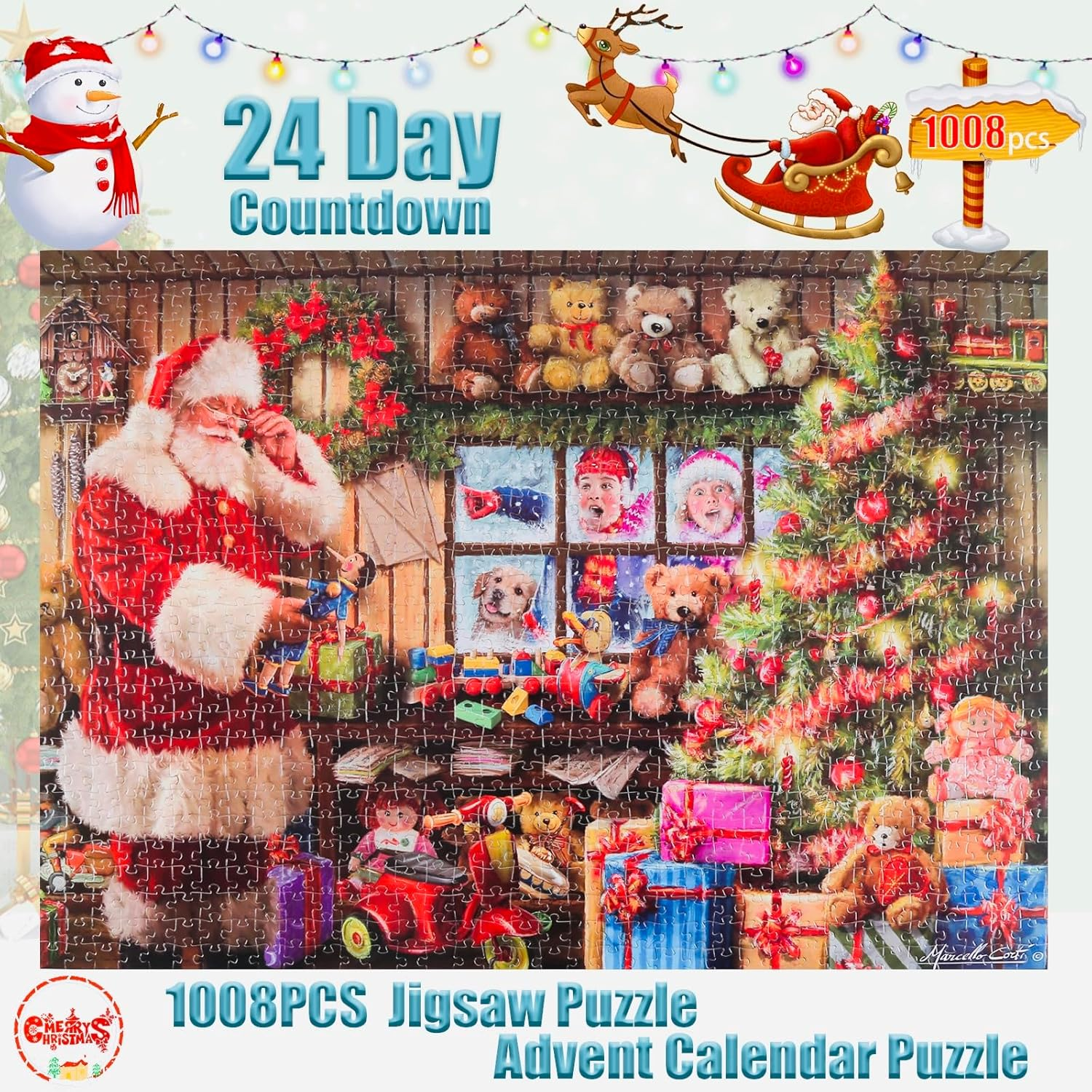 Advent Calendar 2024 Jigsaw Puzzles, 24 Box Christmas Puzzle Countdown Calendar, Funny Christmas Game Gift, Santa'S Xmas Gift,1008 Pieces 19.7 Inches X 27.6 Inch Puzzles image number 2