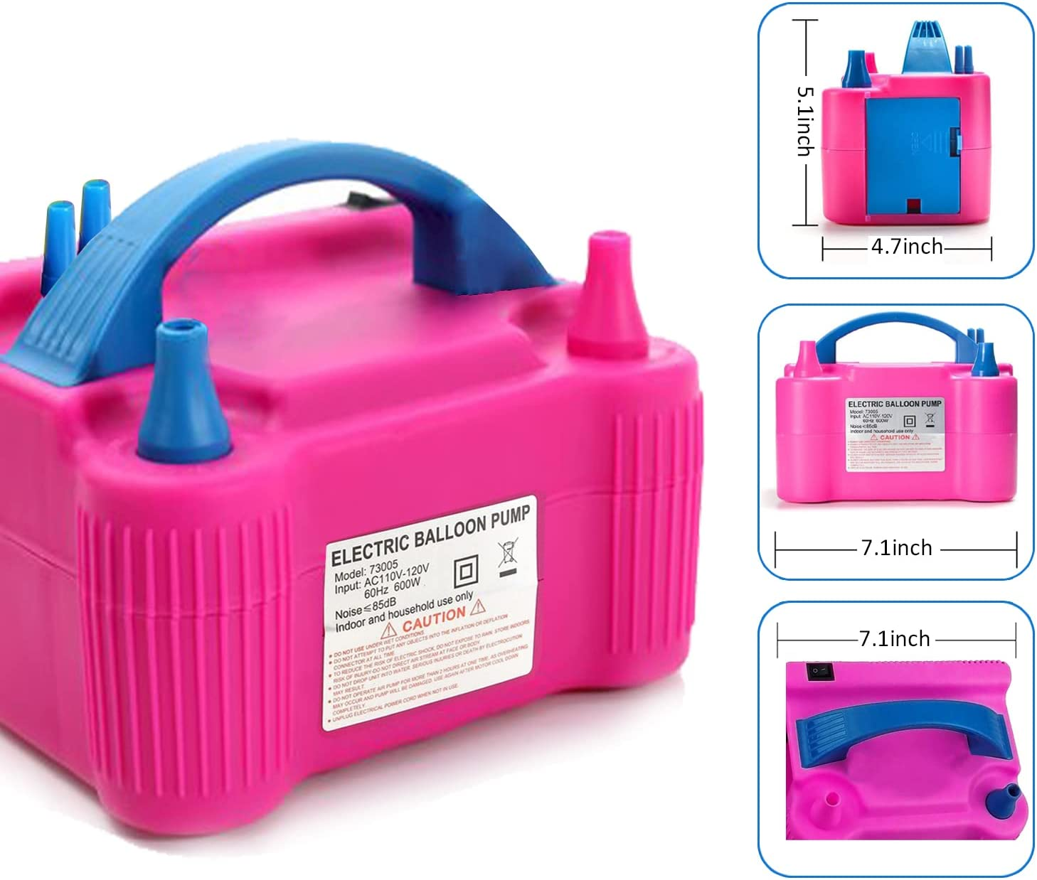 Electric Air Balloon Pump,Portable Dual Nozzle Electric Balloon Inflator/Blower for Rose Red 220V-240V 600W Balloon Blower Pump for Party Decoration, Faster and save Time