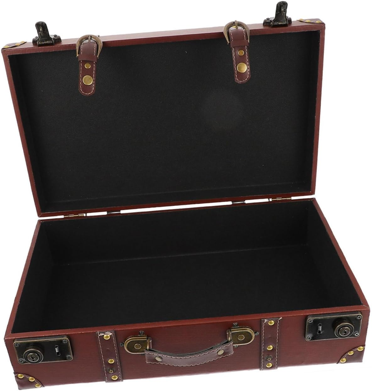 Iplusmile Vintage Style Suitcase Multi-Functional Decorative Storage Box Small Brown Wooden Portable Packing Case for Home Decor and Photo Props image number 3