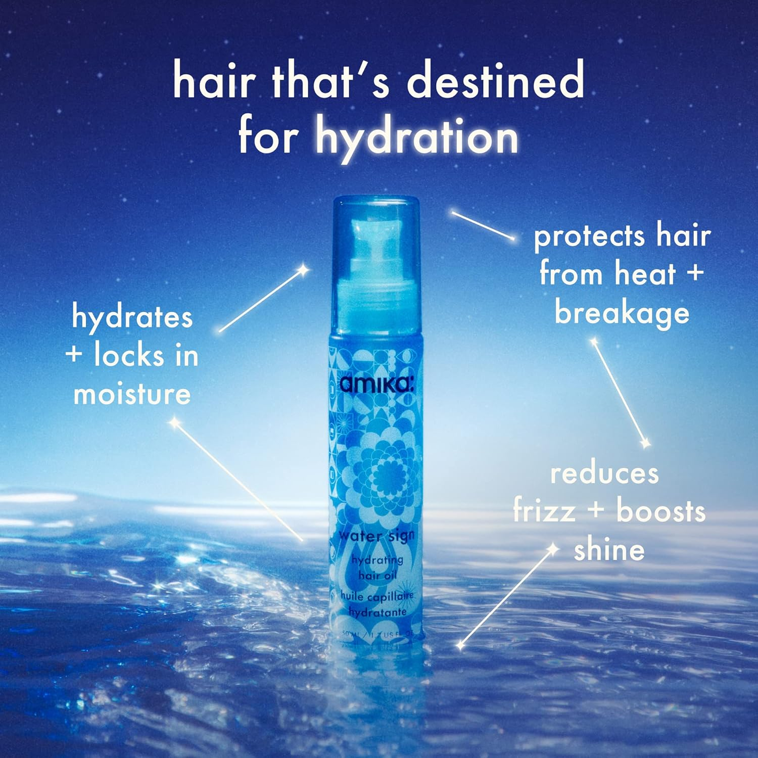 Amika Water Sign Hydrating Hair Oil 50Ml image number 5