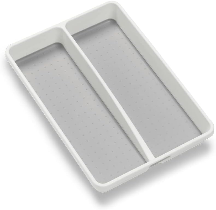 Madesmart Premium Antimicrobial Classic Mini Utensil Tray, Soft Grip, Non-Slip Kitchen Drawer Organizer, 2 Compartments, Multi-Purpose Home Organization, EPA Certified, White image number 2