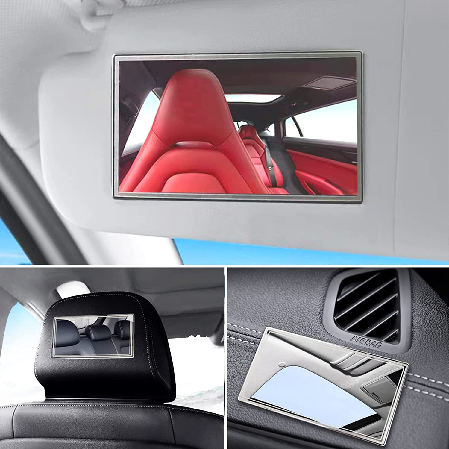 Car Sun Visor Mirror, Vehicle Cosmetic Makeup Mirror, Automotive Self-Adhesive Mirror for Car, Truck, SUV image number 1