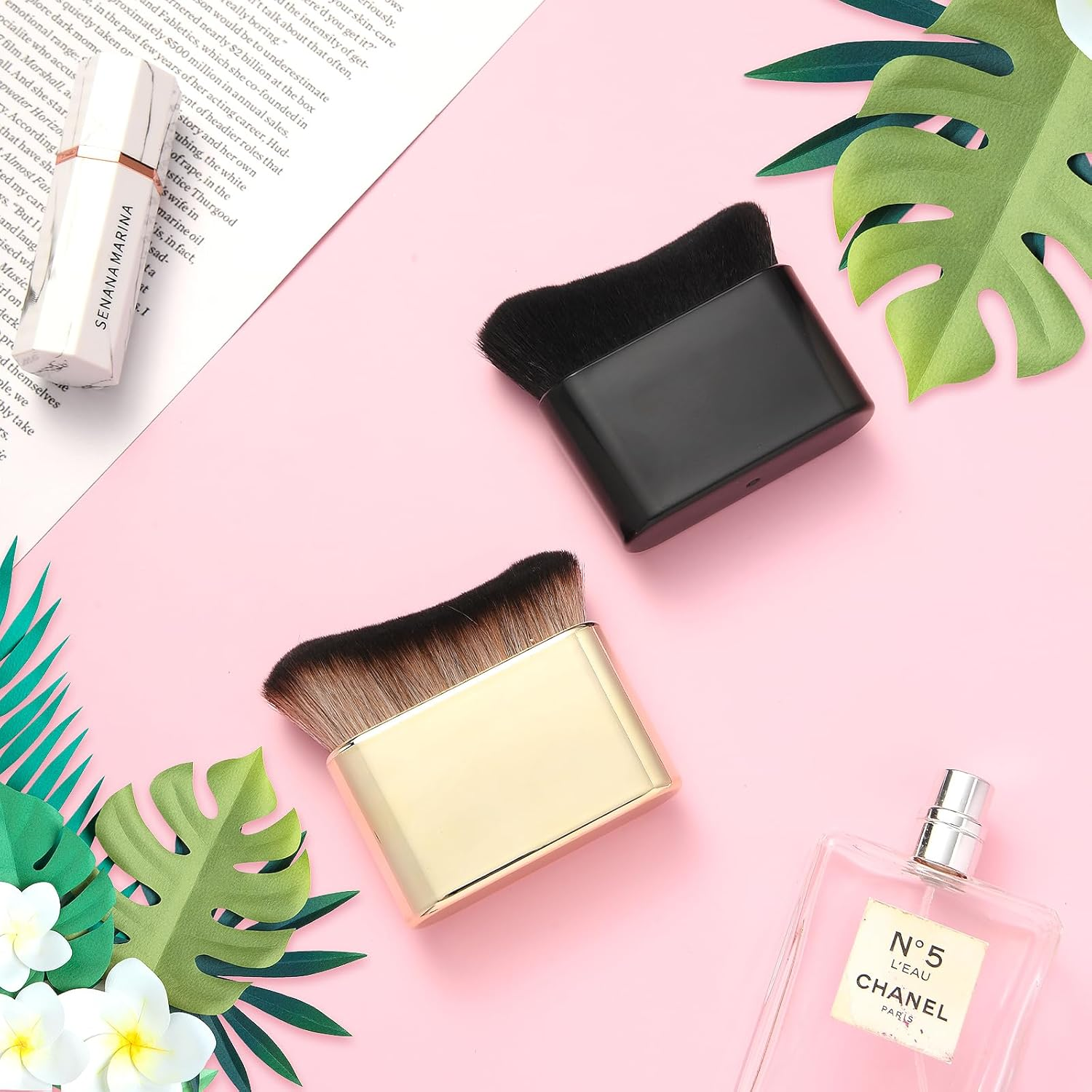 2 PCS Tanning Brush - Body Makeup Blend & Blur Tan Brush Applicator for Body & Leg Tanners (Black Gold) image number 1