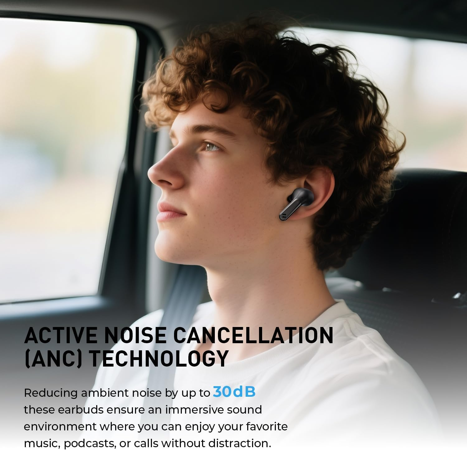 Havit Active Noise Cancelling Wireless Earbuds, Bluetooth 5.4 in Ear Headphones, 3D Bass Stereo Wireless Earphones with 4 ENC Noise Cancelling Mic, 40H Bluetooth Earbuds with LED Display image number 3