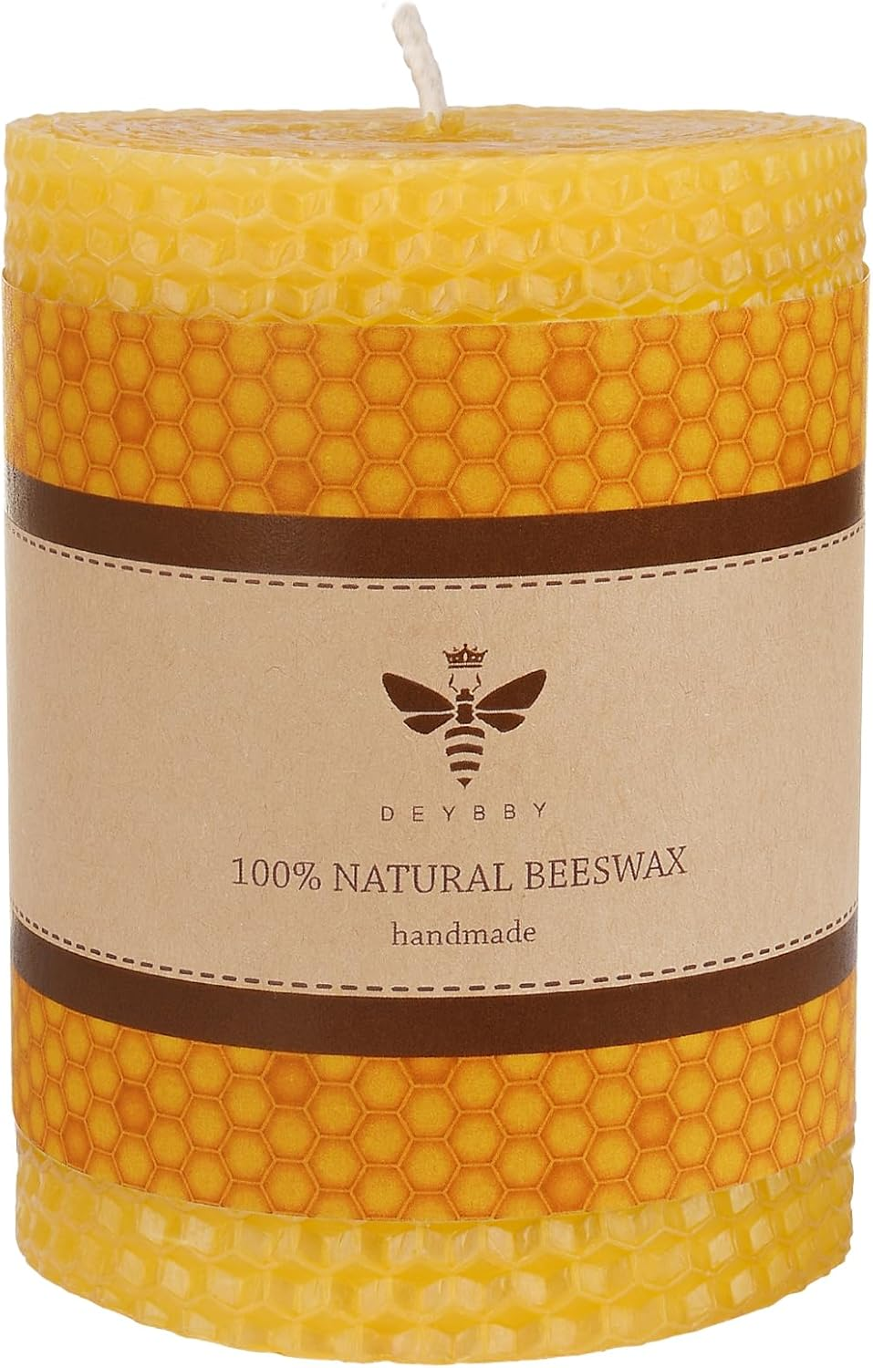 3&times;3 in Beeswax Pillar Candle - Handmade Pure Beeswax Rolled Candle for Gift & Home Decor