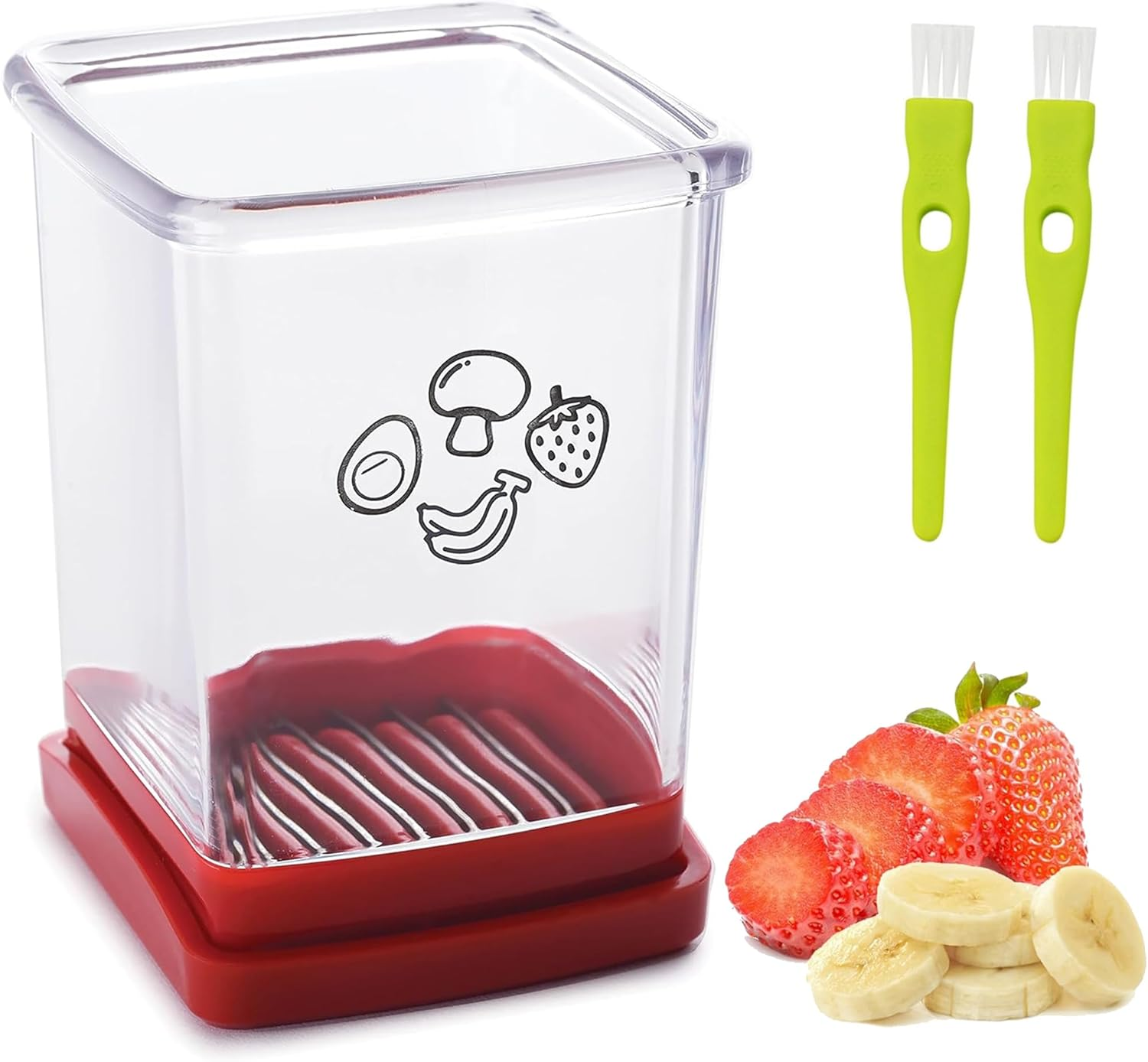 Cup Slicer Fruit, Stainless Steel Strawberry Slicer Egg Slicers Banana Slicers, Fruit & Vegetable Speed Fruit Slicer with Push Plate, Quickly Making Fruit Vegetable Salad, Pampered Chef Kitchen Gadget