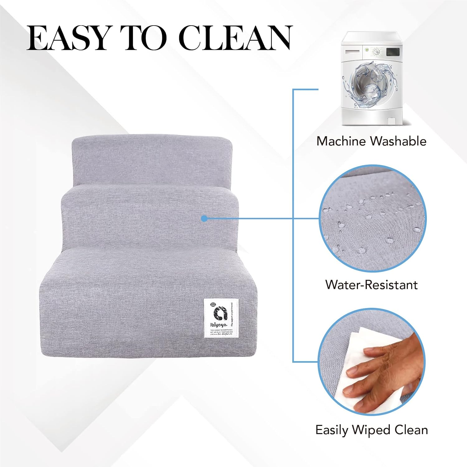 Ibiyaya Everest II Pet Stairs for Dogs and Cats, Nimbus Grey image number 4