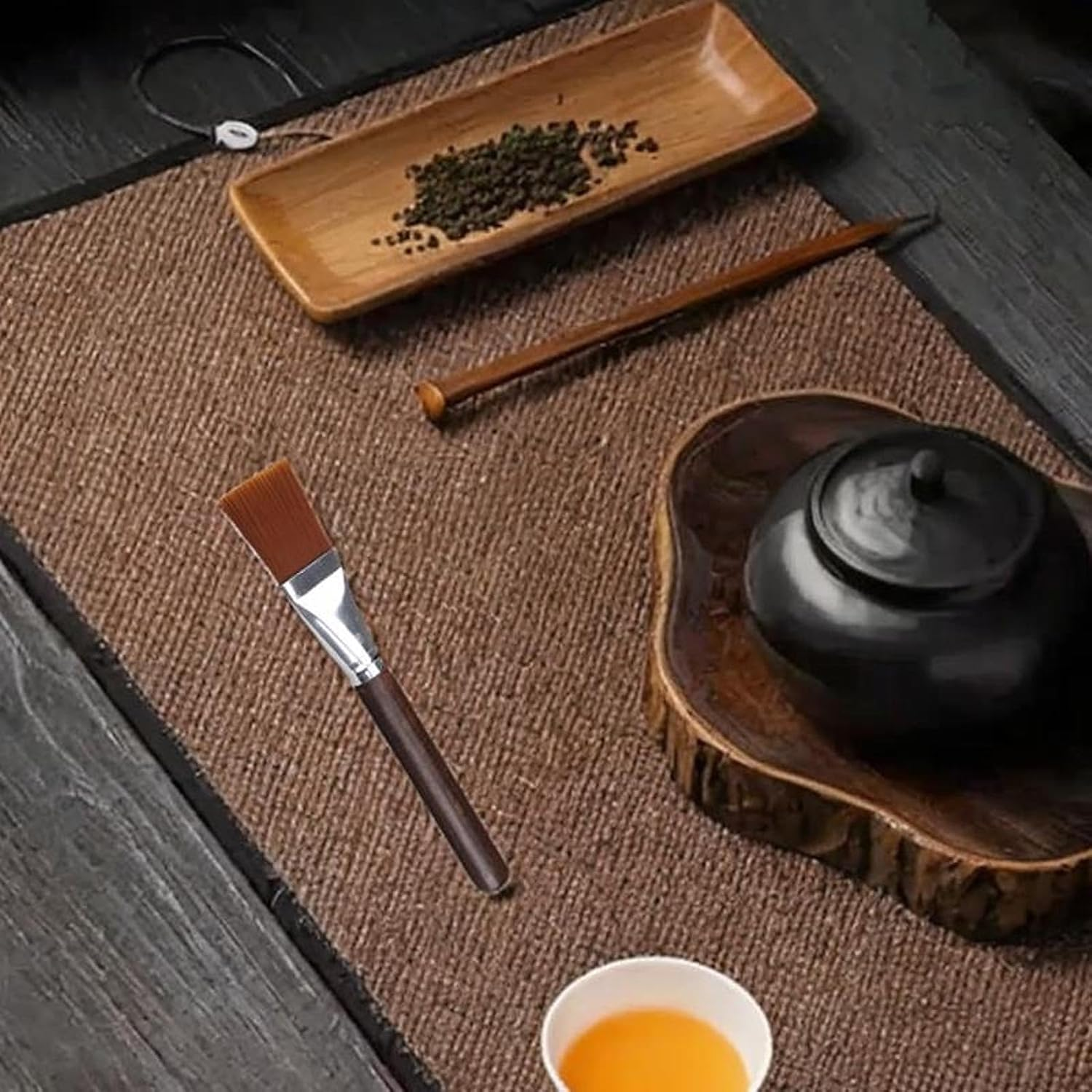 ＫＬＫＣＭＳ Espresso Coffee Brush Wood Handle Coffee Machine Cleaning Brush Teapot Cleaner Brush, Small Black