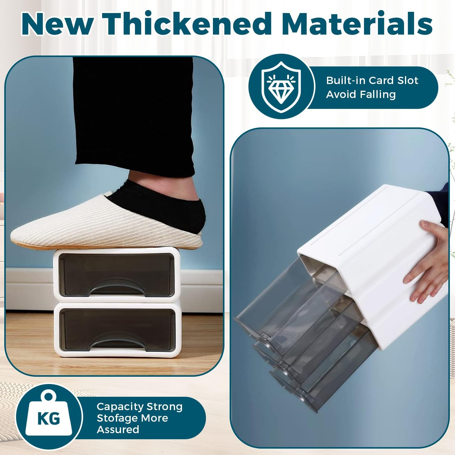 DAWNTREES Stackable Office Storage Box with Drawers｜ Desk Storage Box with 4 Drawers｜Organize Desk Accessories Plastic Desktop Storage Box，Desk Accessories (4S) image number 2