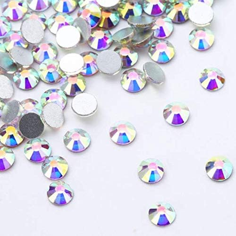 KDDOM 1440 Pieces SS6 Crystal Flat Back Brilliant round Rhinestones Glass Stones Glitter Gems Transparent Faux Diamond (Crystal AB, 2.0MM) image number 1