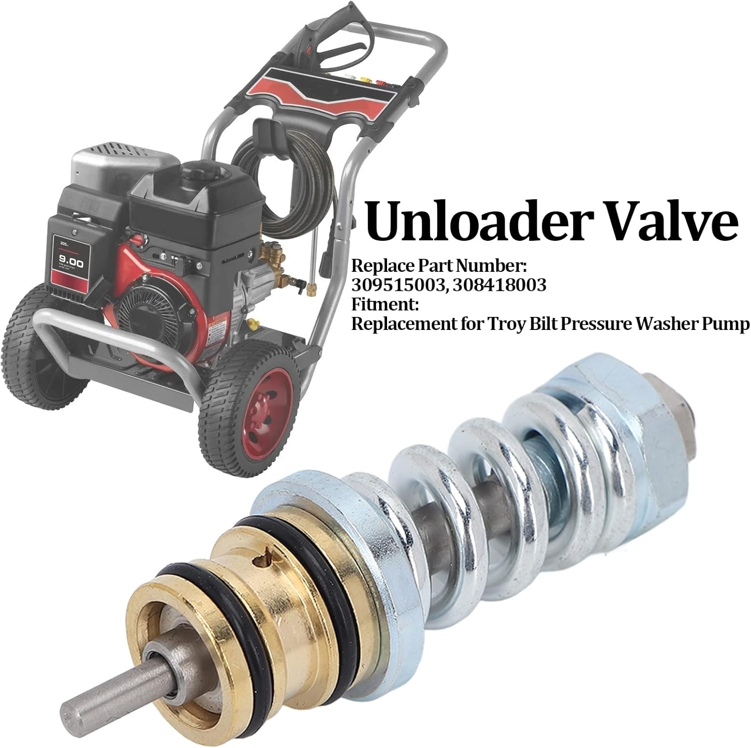 308418003, Simple Installation Rustproof Stable Unloader Valve Strong Replacement for Troy Bilt for Pressure Washer Pump image number 6