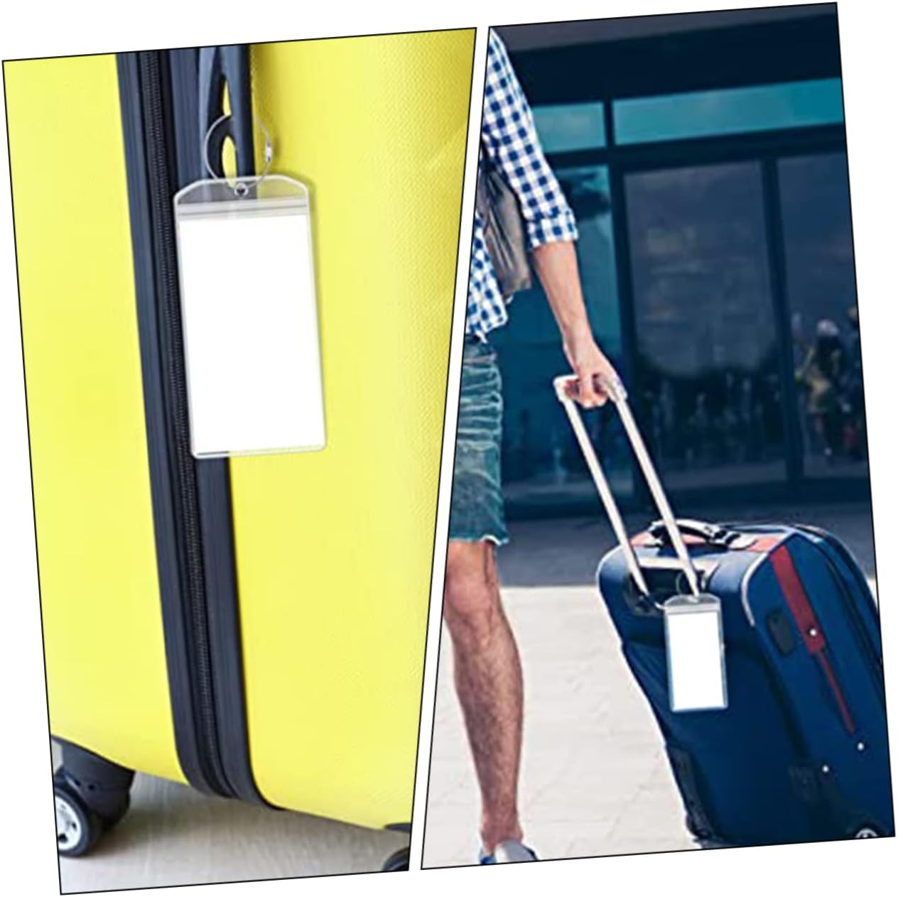 Baluue 6Pcs Luggage Tags for Suitcases PVC Travel Hanging Name Labels with Stainless Steel Keyring and Id Card Holder for Suitcase Briefcase Backpack Durable