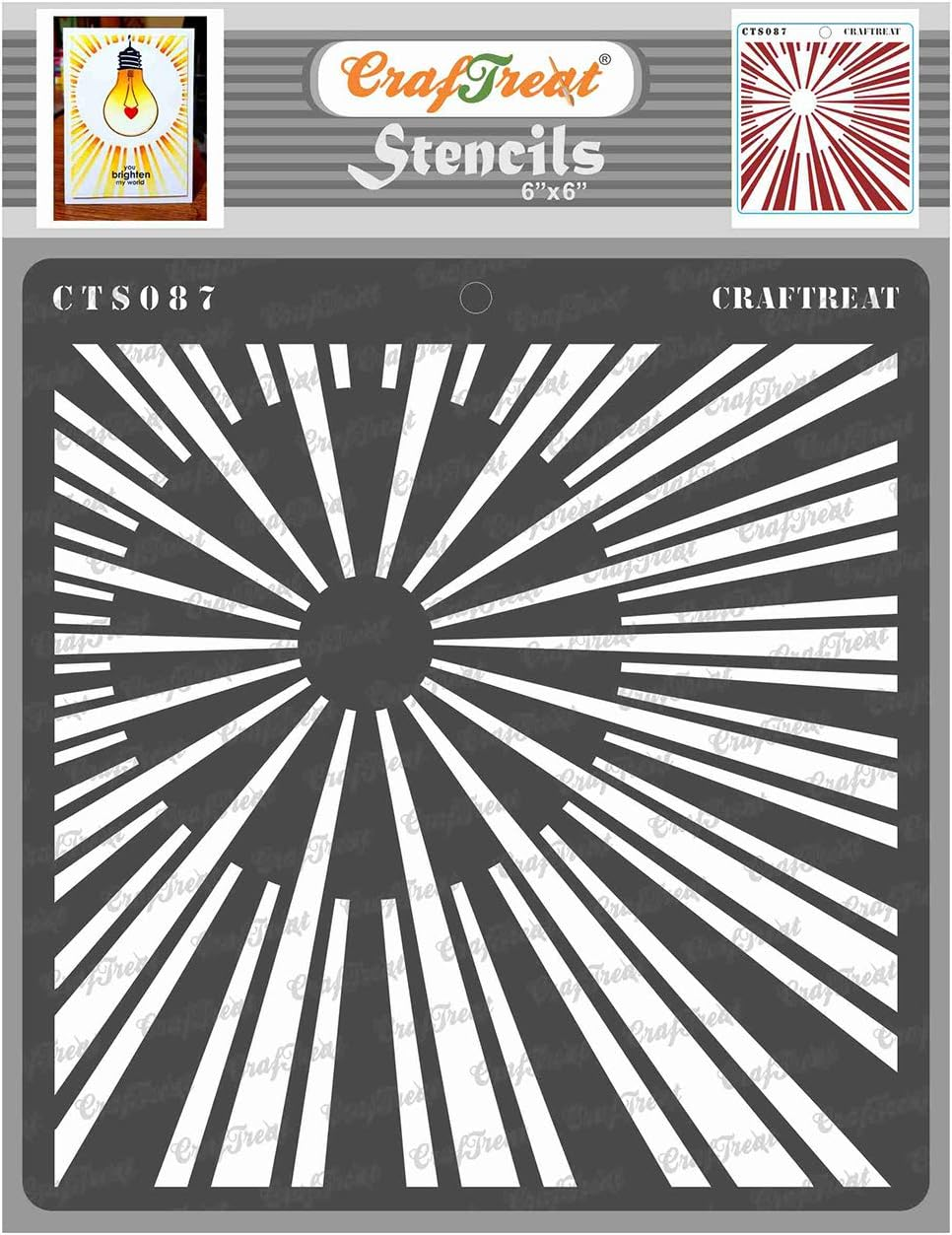 Craftreat Geometric Stencils for Painting on Canvas, Wallart, Notebook, Room Decor and Scrapbooking Supplies - Sunrays Stencils - 6"X6" Bullet Journal Stencil - Reusable DIY Arts & Crafts Supplies image number 5