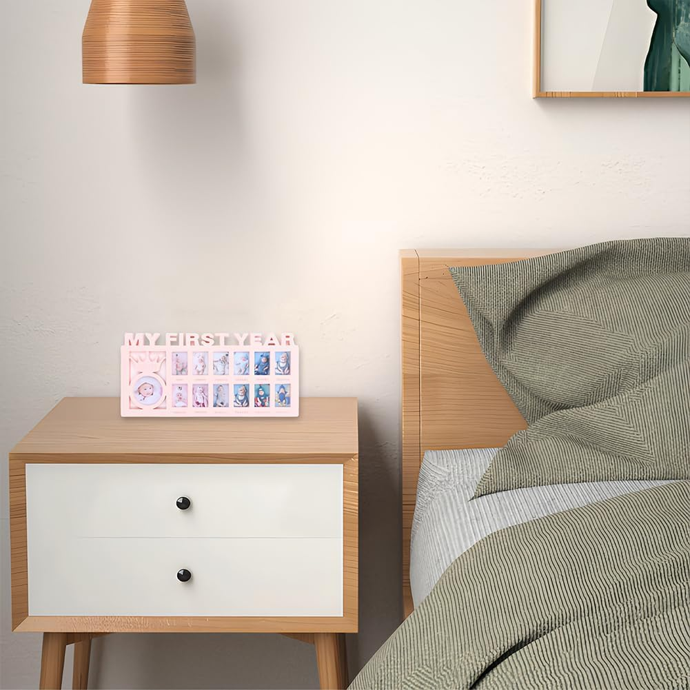 Joyzan Baby Keepsake Frame, Milestone Personalized Frame Picture Frames Tiny Ideas Prints Collage Baby'S Monthly Growth Registry Photo Memories Print Kit for Nursery D&eacute;cor Record 39 X 18.5 X 1.5Cm - Red image number 2