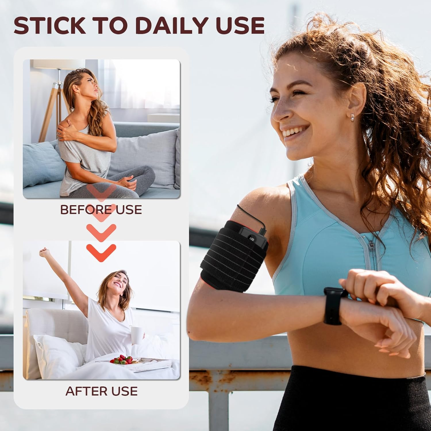 Red Light Lamp Wristband, 72Leds Red LED Light with Timer Function(10/20/30Mins), Brightness Level Adjustment Infrared Lamp for Living Room/Bedroom/Office