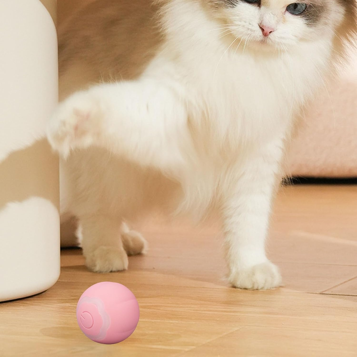 Pet Interactive Cat Toys Ball, Smart Interactive Dog Toy 360 Degree Rotation Powered and Self Moving and Automatic Rolling Ball with LED Lights, Kitten Funny Training Toy (Pink) image number 1