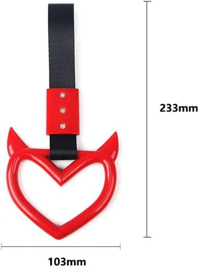 2 Pieces Heart Handle Ring Bumper Warning Car Accessory Heart Hand Strap Drift Charm Rear Bumper Warning Ring Decor for Car Bus Subway Interior Exterior Decoration (Red, One Size) image number 4
