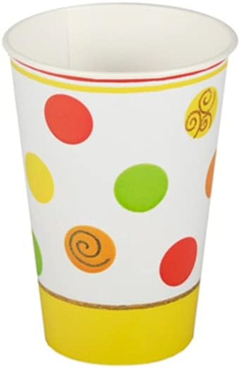 Papstar Balls Print Paper Cups 10 Pack, Yellow