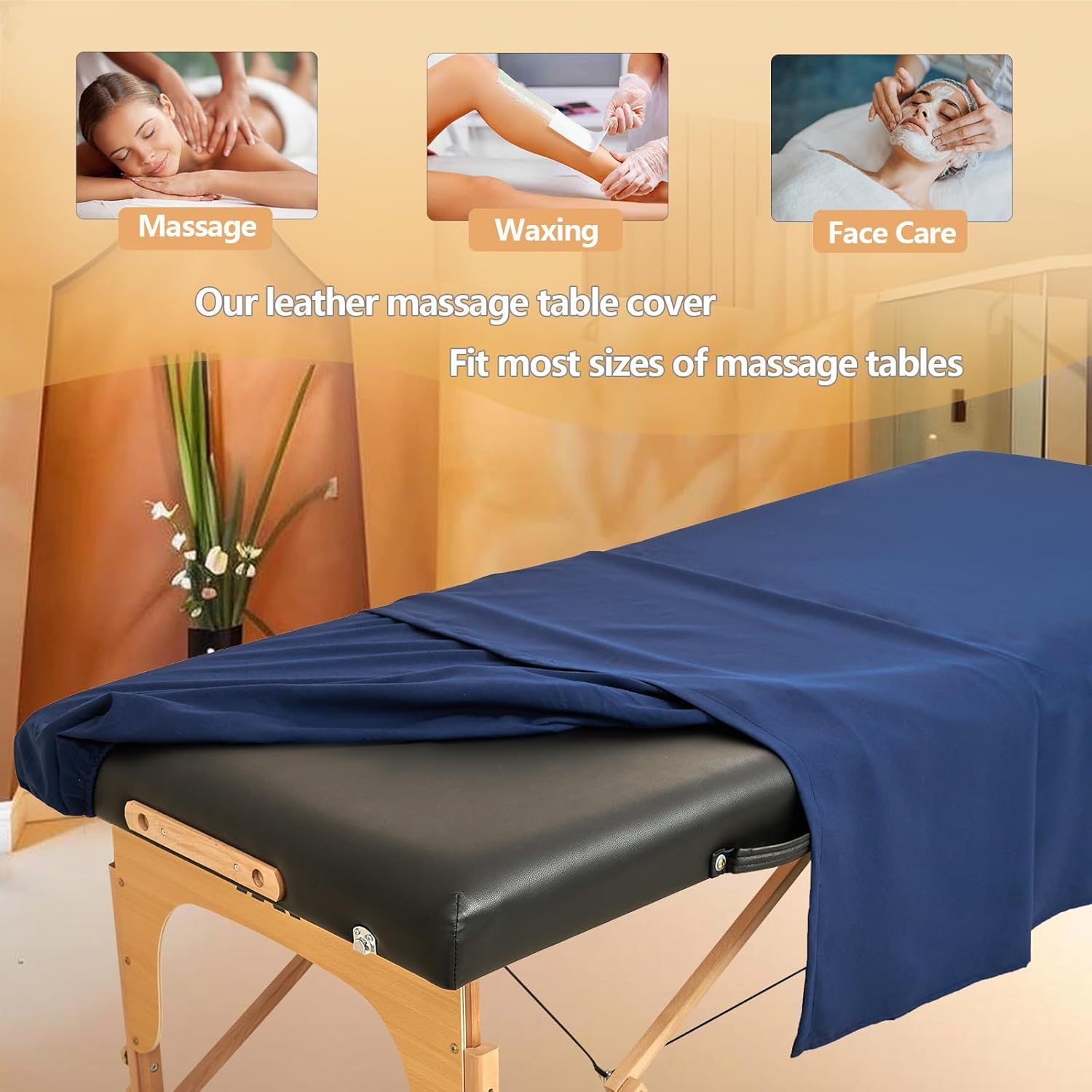KAKU HOME 4 Sets Extra Thick Massage Table Sheets Sets Soft Premium Microfiber 3 Piece Set Massage Sheet Set for Salon Spa Bed Include Fitted Covers Flat Sheets Face Cradle Cover - Blue image number 3