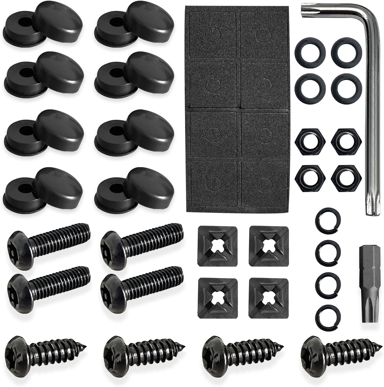 Black anti Theft License Plate Screws Kits, Rustproof Stainless Steel Car Tag Plate Mounting Hardware M6 (1/4") Tamper Proof, Matte Black Caps Covers Fastener Nut for Front Rear Frame Holder Mounting image number 4