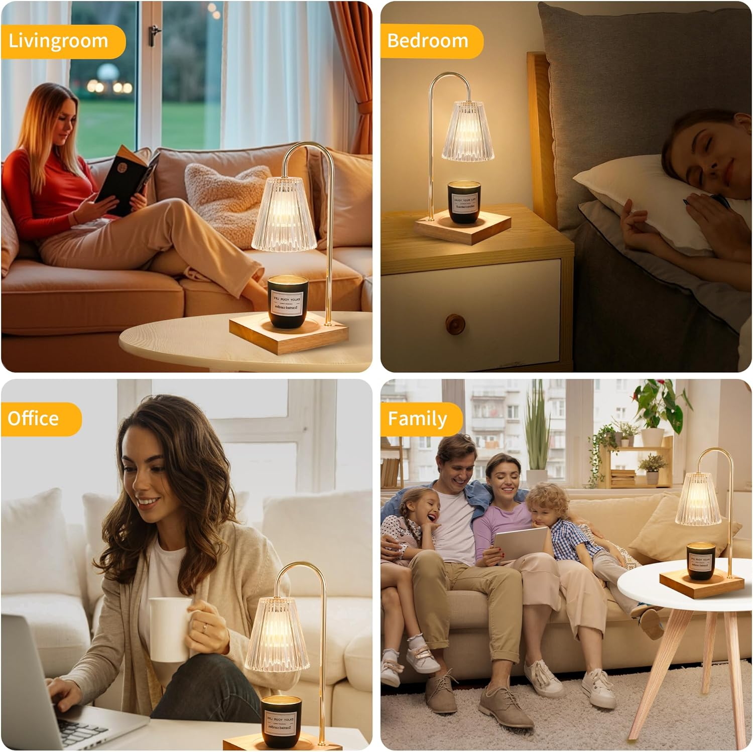 Candle Warmer Lamp with Timer, Electric Candle Lamp Warmer, Mom Birthday Gifts for Room, House Warming Gifts New Home Bedroom Decor for Couples, Wax Melt Warmer with 2 Bulbs (Clear) image number 5