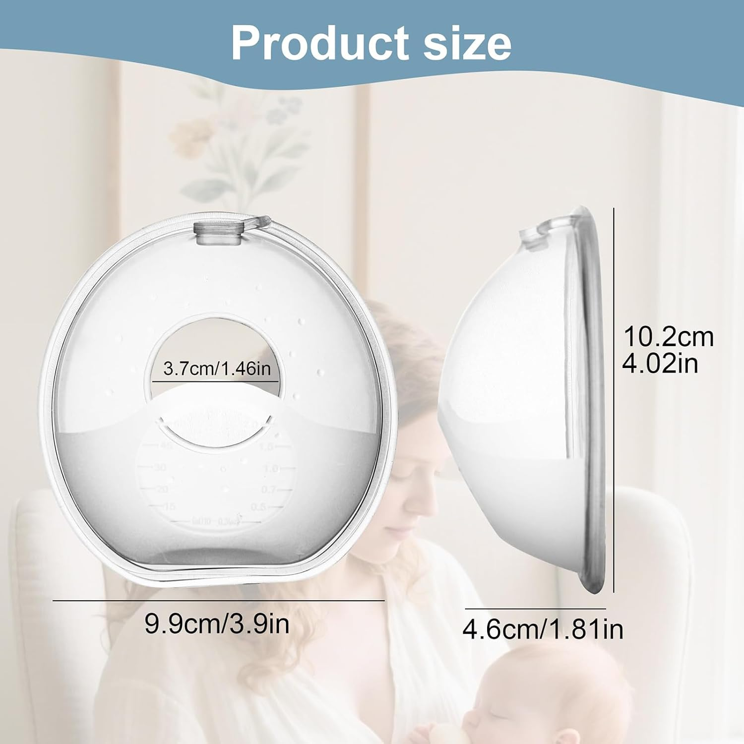 EP Leben Breast Milk Collector, Wearable Breastfeeding Breast Pumps, Breast Milk Shells Made from Bpa-Free and Food-Safe Silicone (2Oz/60Ml,2 Pcs) image number 4