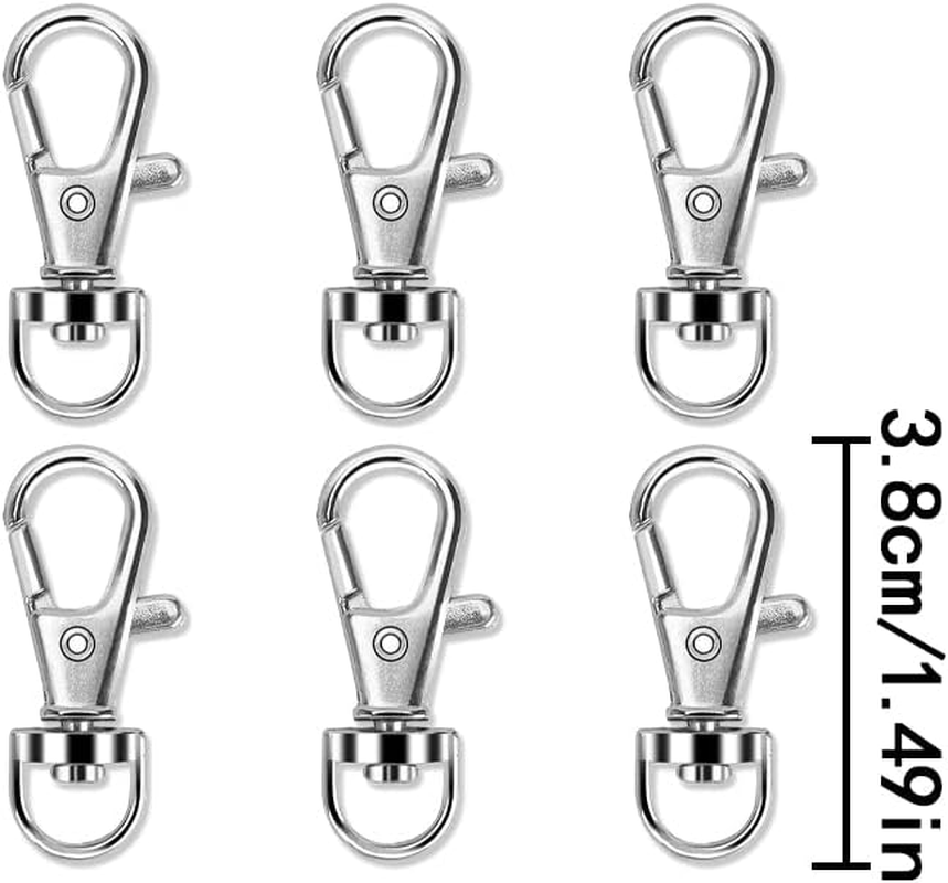 Swivel Snap Hook, 20 Pcs 360&deg; Rotating Metal Carabiner for Key Fob, Backpack, Collar (Silver) image number 3