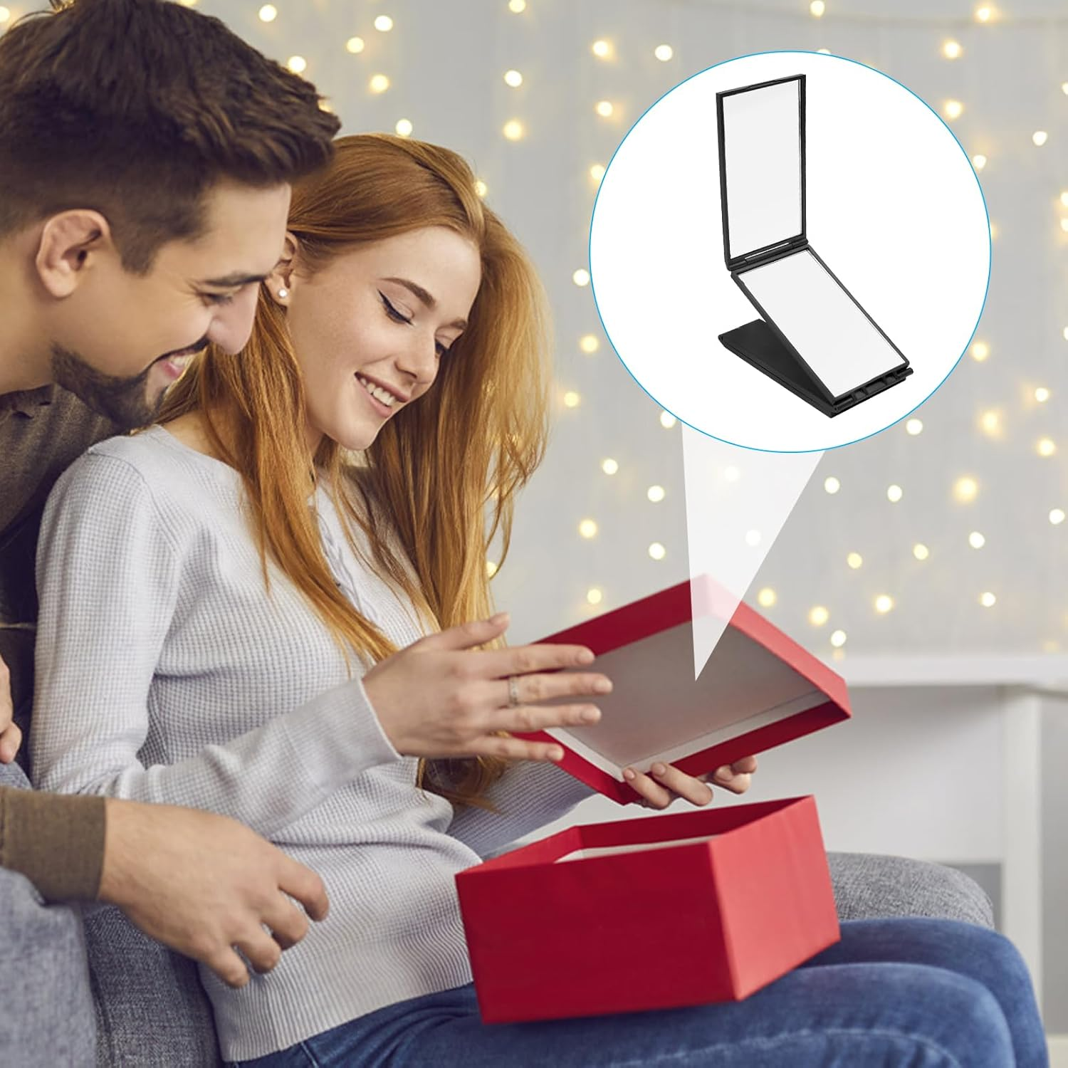 360 Degree Mirror, 4-Way Mirror, Cosmetic Mirror, Small Travel Mirror, Folding Hand Mirror, High Resolution, Deformation-Free Pocket Mirror, for Make-Up, Hair Self Cutting image number 3