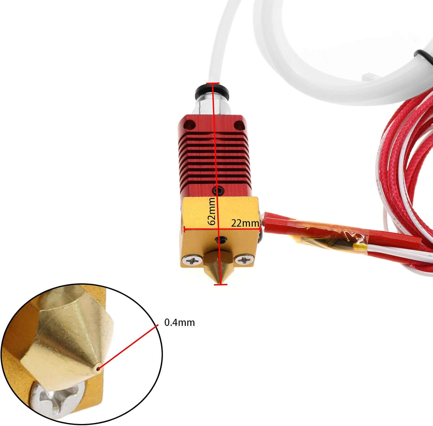 SING F LTD 24V 40W Assembled Hot End Extruder Kit for Ender-3 Ender-3 Pro Ender-3S Ender-2 Pro 3D Printer Accessories with Silicone Cover and 0.4Mm Nozzle image number 4