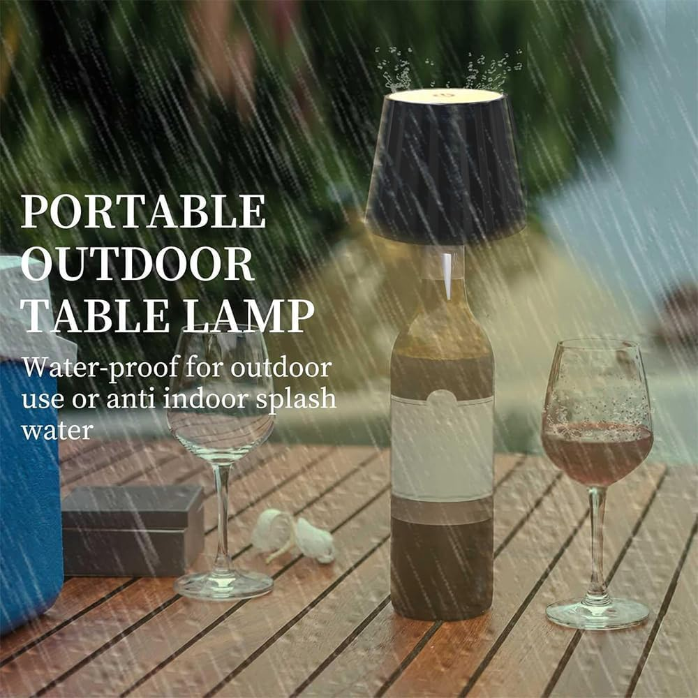 LED Wine Bottle Lamp USB Rechargeable Table Light 3 Colors Dimmable Wine Bottle Light Touch Control Cordless Decorative Wine Bottle Night Light for Bar Restaurant Bedroom-Black image number 4