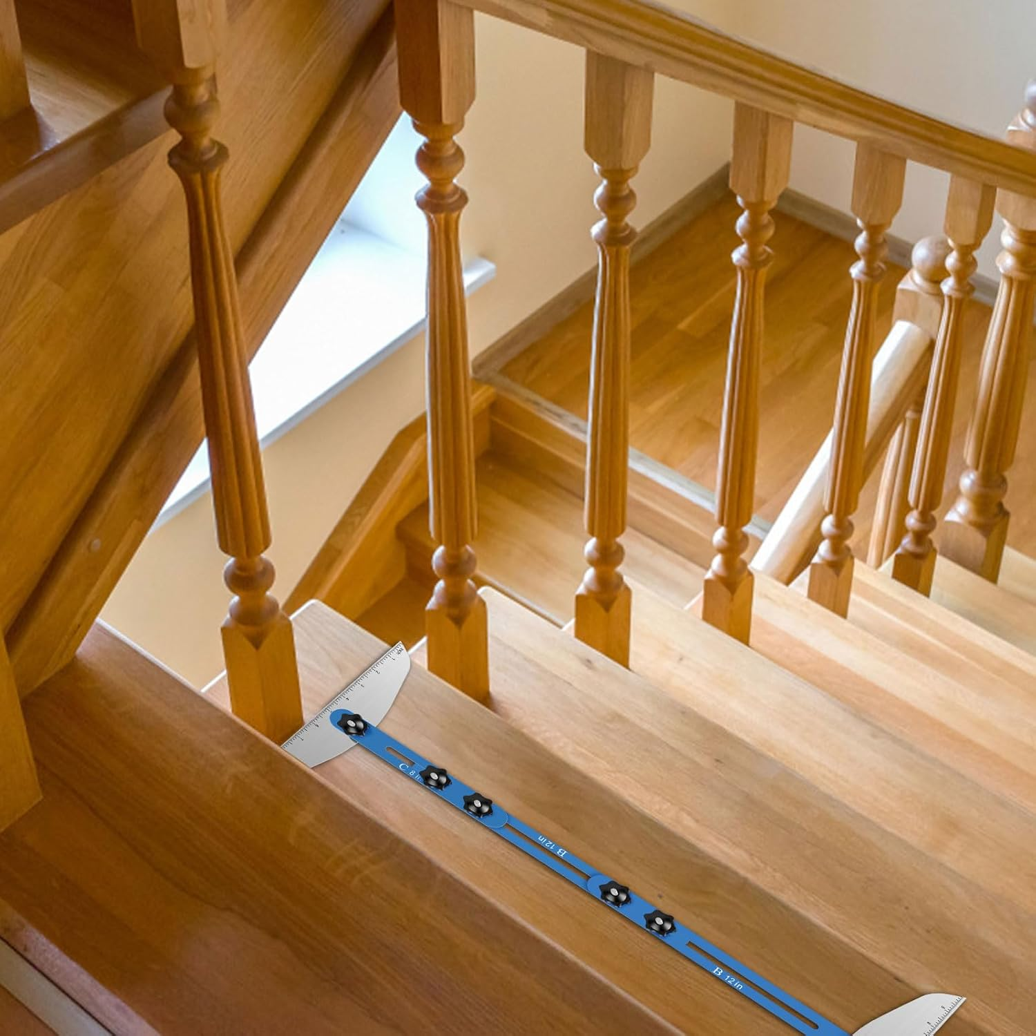 Stair Tread Gauge Template Tool, Adjustable Aluminum Alloy Measuring Stair Tool, 11-60 Inch High Precision Stair Tread Jig for Stairs Risers Partitions Shelf and Cutting Drywall image number 4