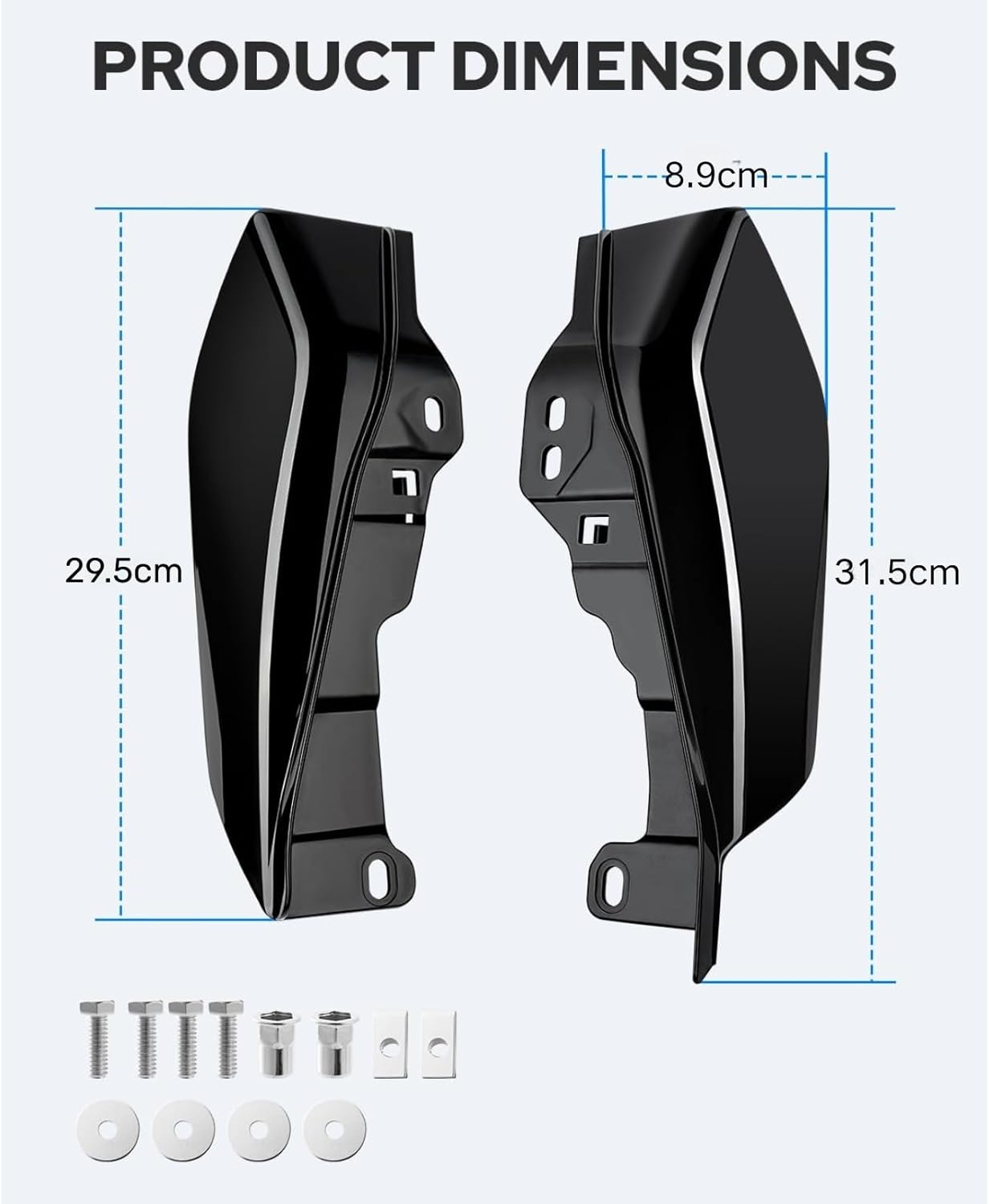 Evervanz Gloss Black Mid Frame Air Deflectors Heat Shields Deflector 2009-2025 Compatible for Harley Davidson Touring Street Glide Road Glide Electra Glide Road King Ultra Limited Tri Glide CVO image number 3