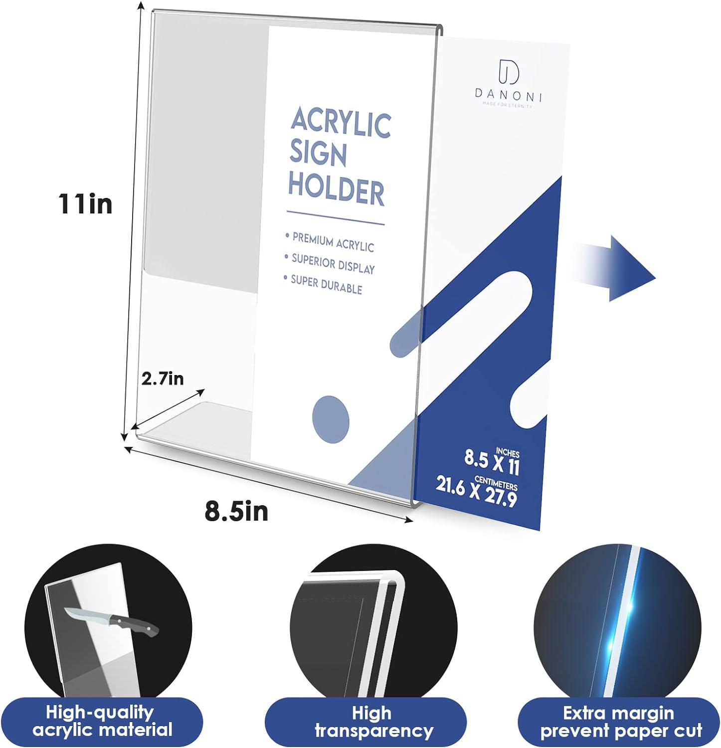 Clear Acrylic Sign Holder - 6Pack 8.5X11'' Flyer Document Brochure Paper Display Holder with Vertical Slant Back for Office Desktop - Plastic Menu Stands for Restaurant Tabletop image number 5