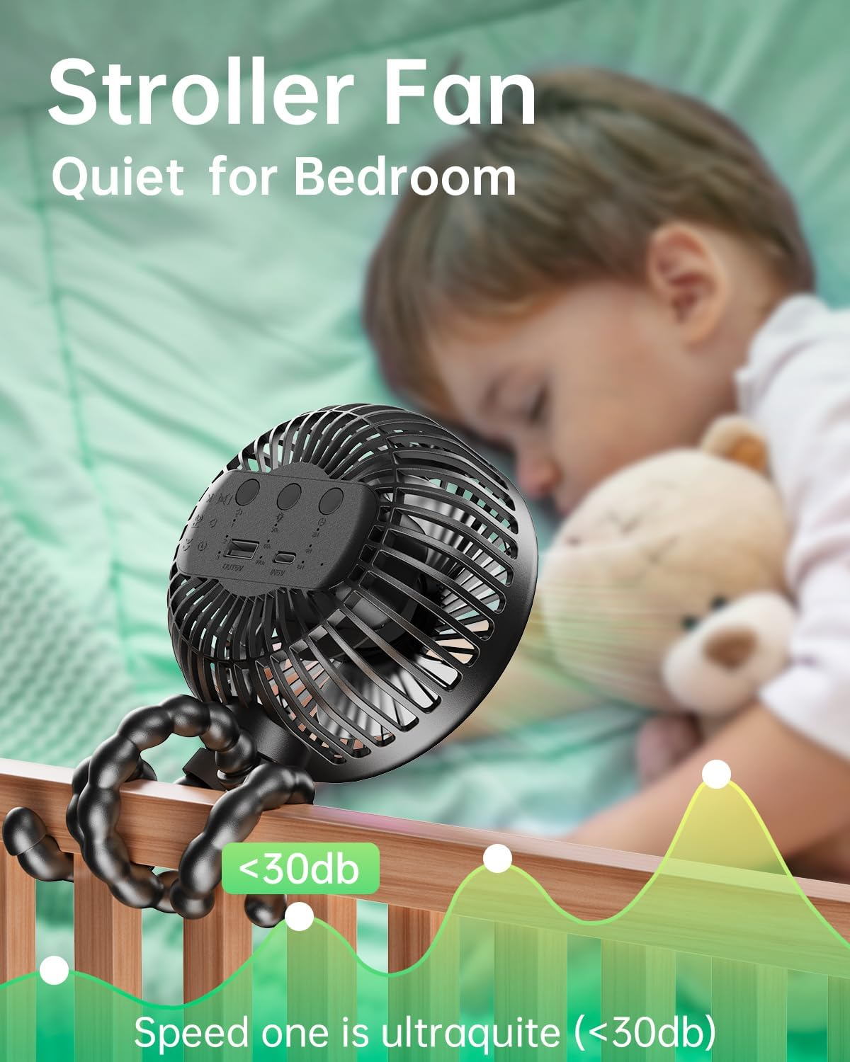 STORM HERO Pram Fan - Portable Stroller Fan for Baby, USB Rechargeable Personal Fan, Mini Handheld Fan, Desk Fan 4000Mah, Adjustable 3 Speeds for Travel, Car Seat, Bike, Camping, Office and Bedroom image number 1