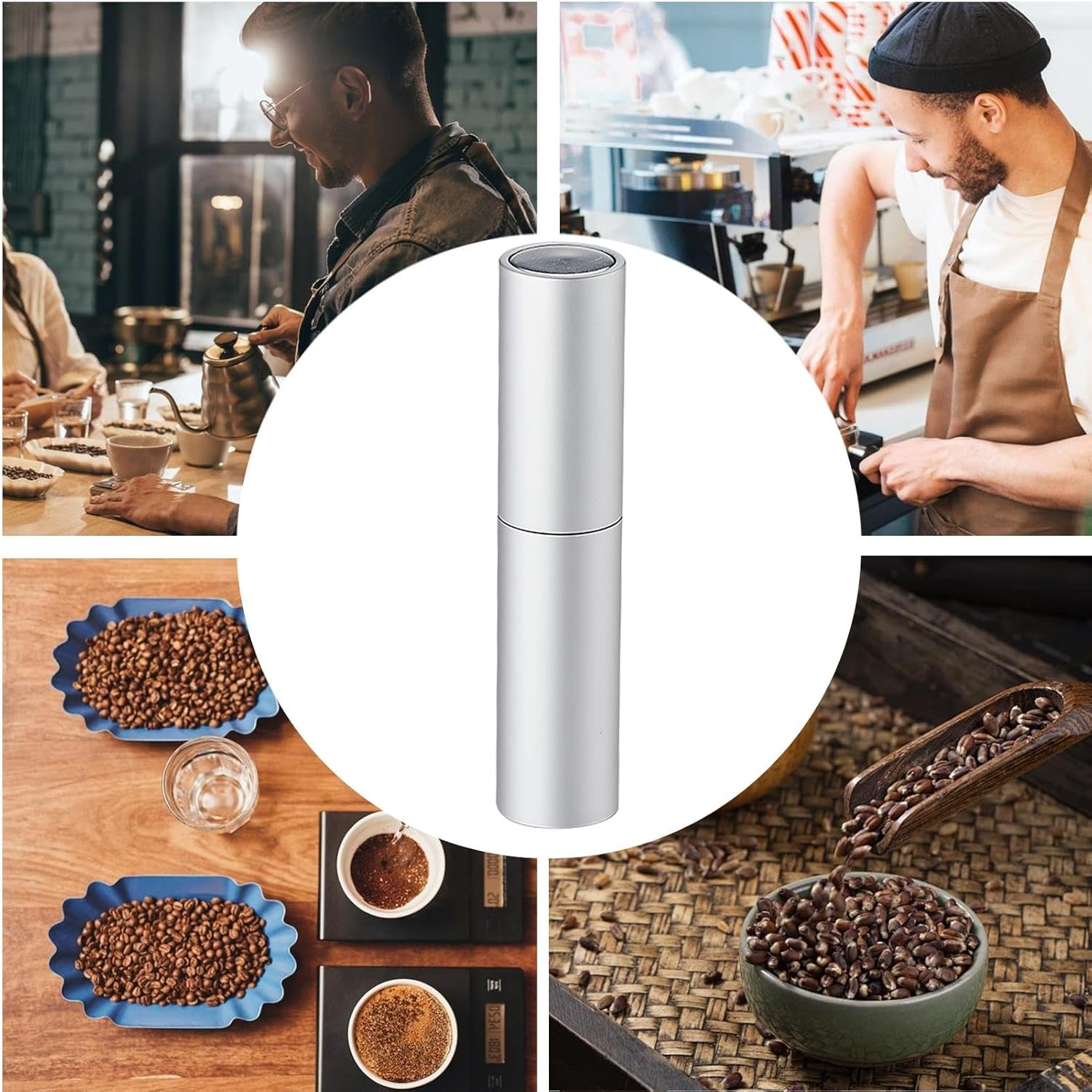 Coffee Bean Spritzer - Coffee Bean Anti-Static Sprayer | Portable Refillable Spray Bottle for Dining Room, Restaurant, Home, Kitchen - Silver image number 3