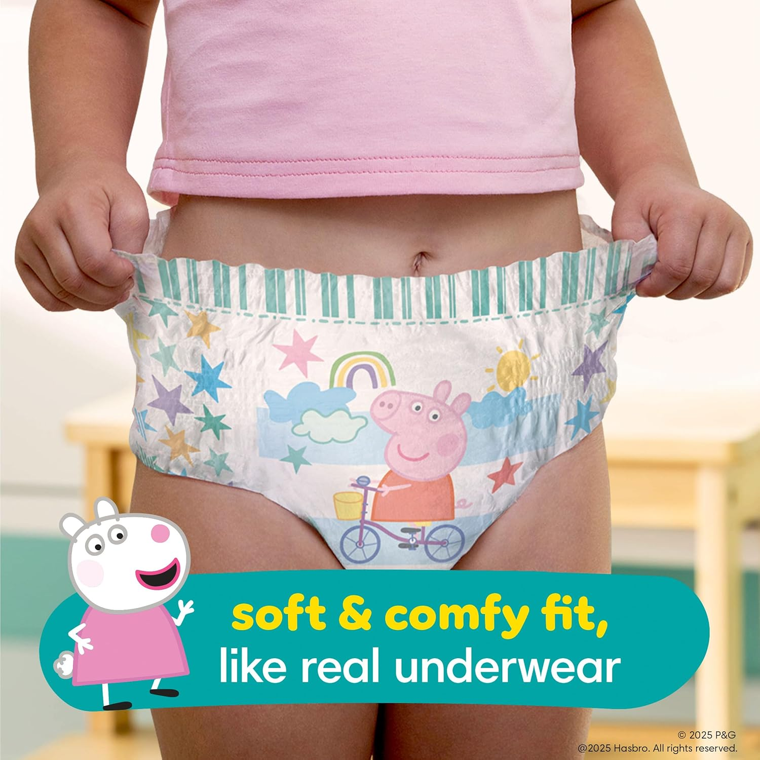 Pampers Easy Ups Pull on Disposable Potty Training Underwear for Girls, Size 6 (4T-5T), 100 Count, Enormous Pack image number 6